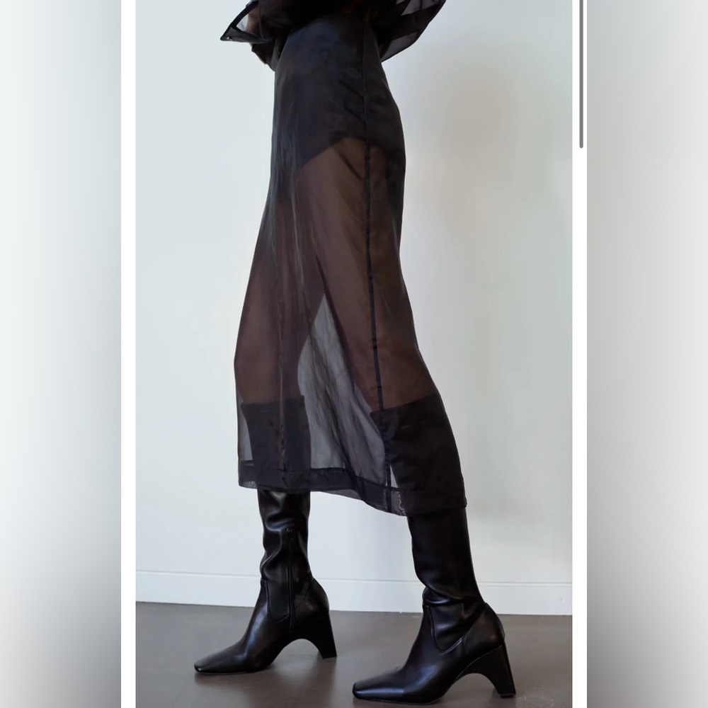 NWT!! The Frankie Shop PERI SHEER MIDI SKIRT Medium in Black